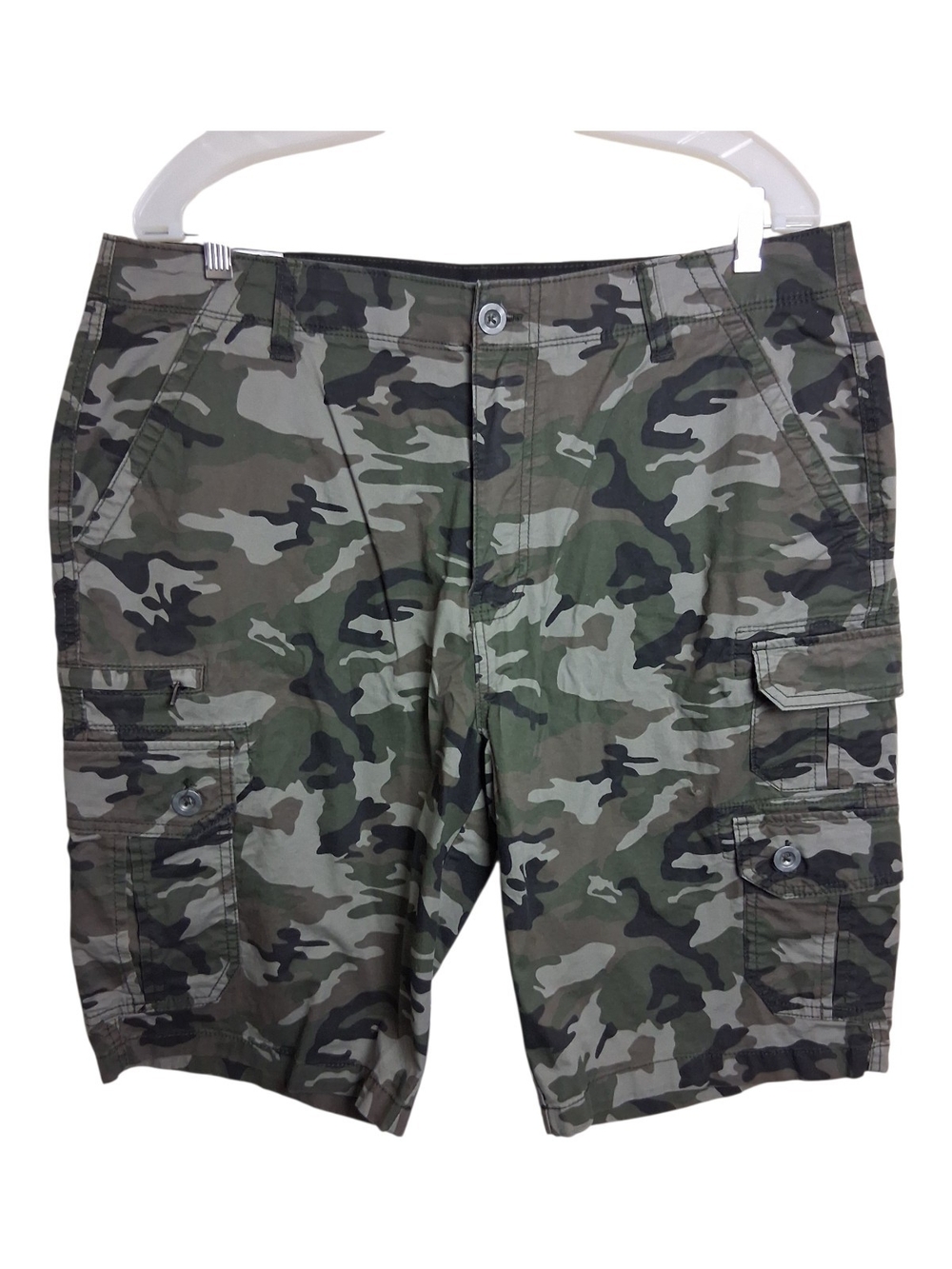 Iron Flex Men’s Camo Cargo Shorts Size 36 Stretch Military Utility Green